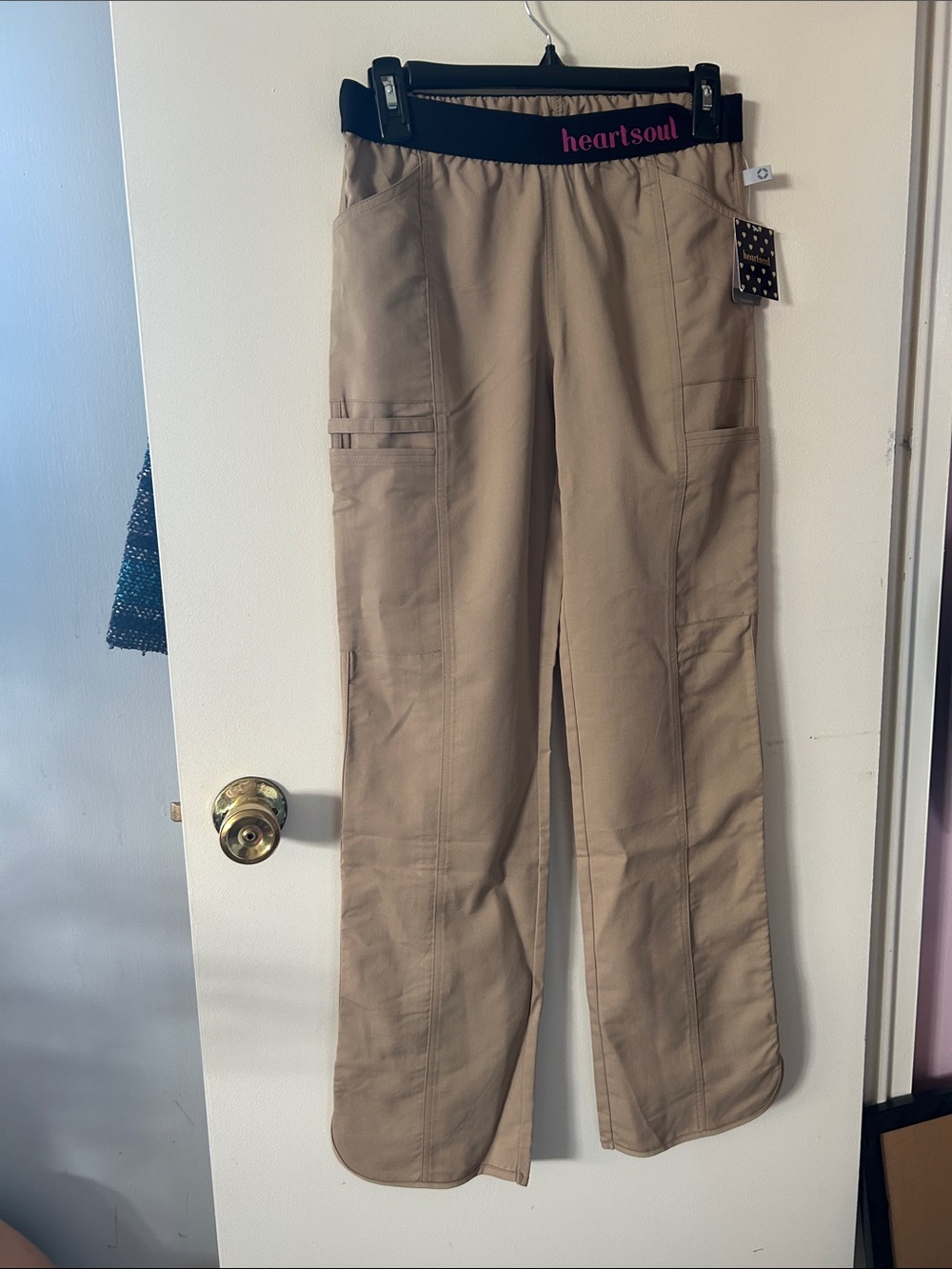 heartsoul Cargo Scrub Pants in Khaki